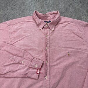 Ralph Lauren Oxford Shirt Men 3XLT Pink Solid Long Sleeve OCBD *damaged